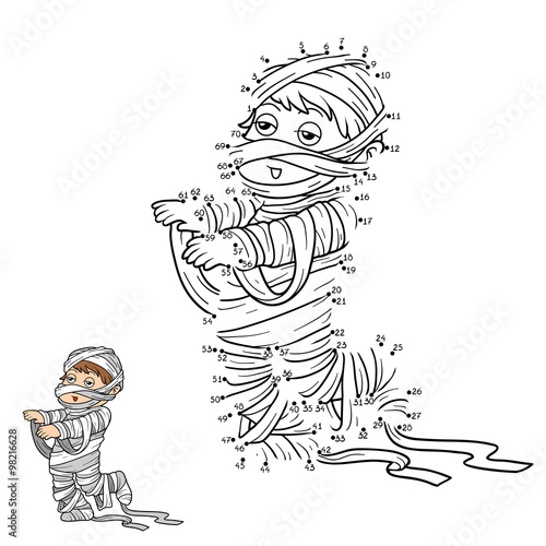 Numbers game for children: Halloween characters (mummy)