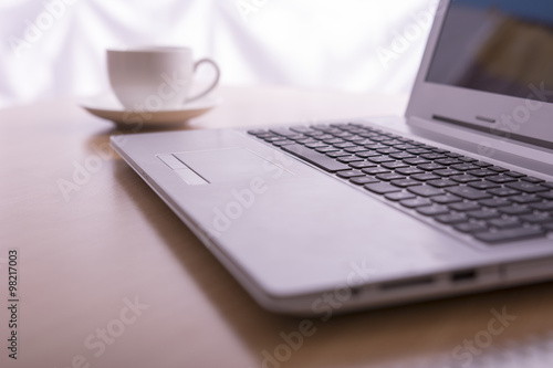 Office desk selective focus