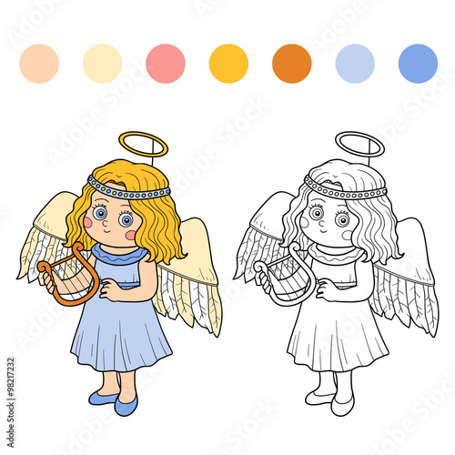 Coloring book for children: Halloween characters (angel)
