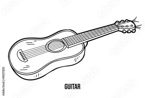 Coloring book for children: music instruments (guitar)