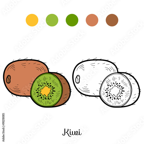 Coloring book: fruits and vegetables (kiwi)