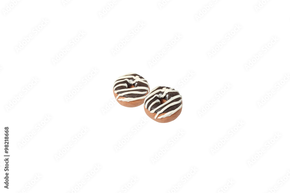 miniature donut model from japanese clay on white background