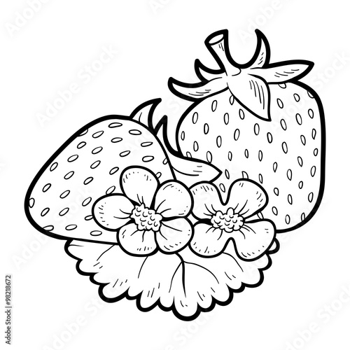 Coloring book: fruits and vegetables (strawberry)