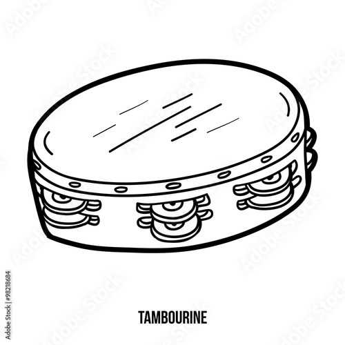 Coloring book for children: musical instruments (tambourine) vector de Stock | Adobe Stock Coloring book for children: musical instruments (tambourine) vector de Stock | Adobe Stock