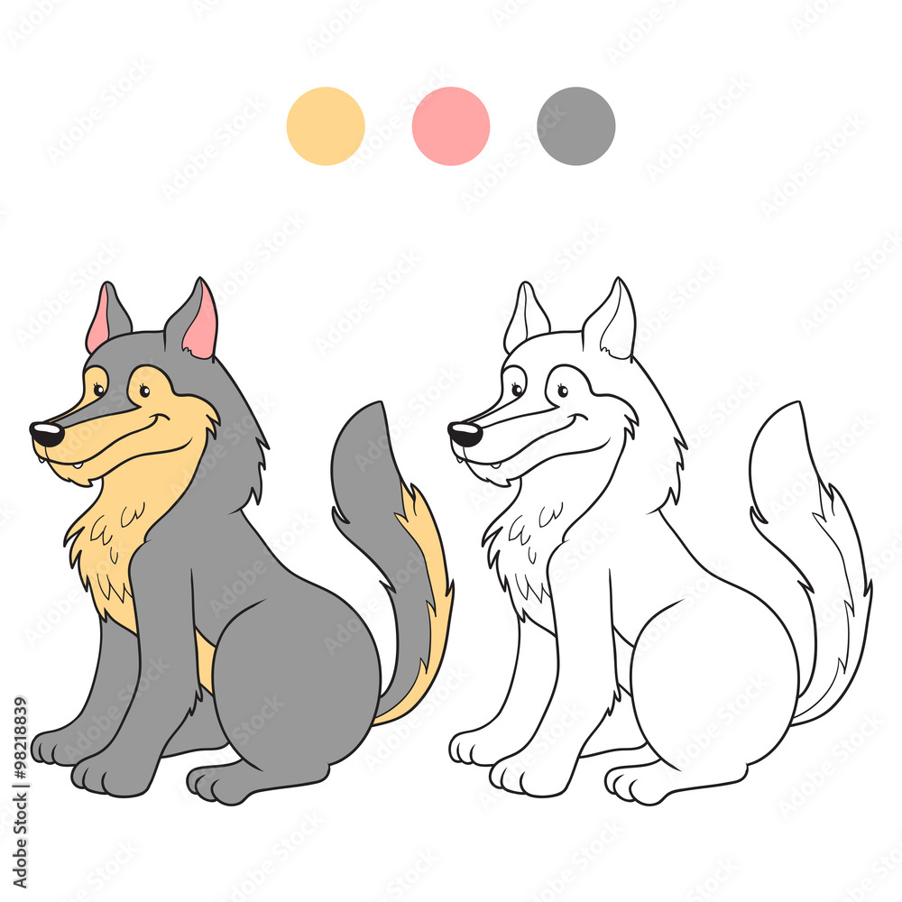 Fototapeta premium Coloring book (wolf)