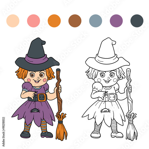 Find differences for children: Halloween characters (witch)