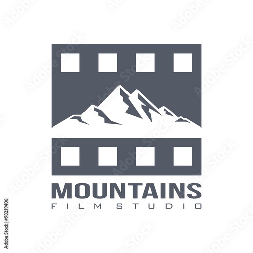 Film Production Logo, Mountain Film Studio Design Logo Vector