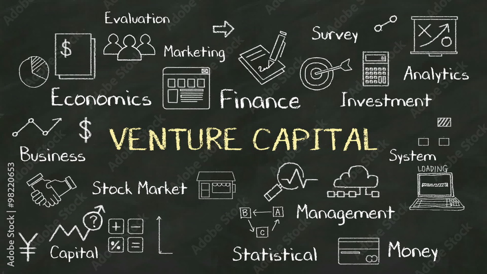 Handwriting concept of 'VENTURE CAPITAL' at chalkboard. with various diagram.(included alpha) Handwriting concept of 'VENTURE CAPITAL' at chalkboard. with various diagram.(included alpha)