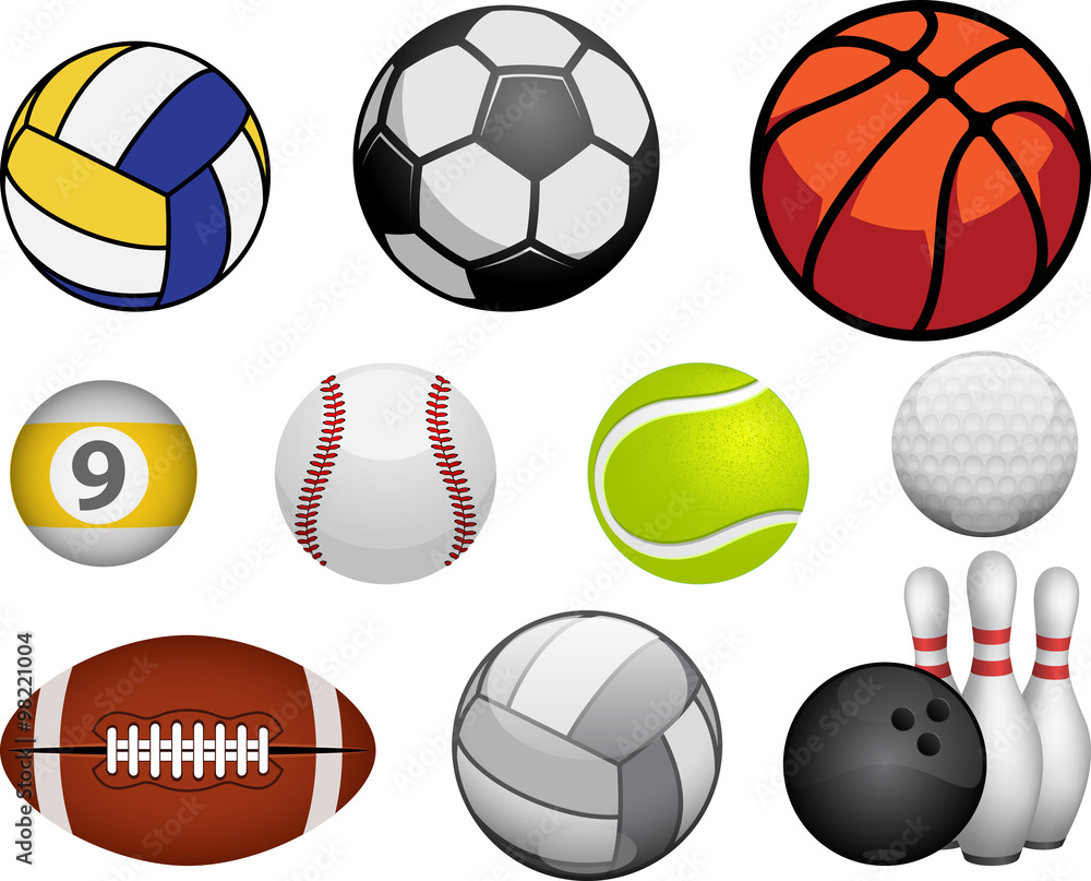 Set of sport balls isolated on white background Set of sport balls isolated on white background