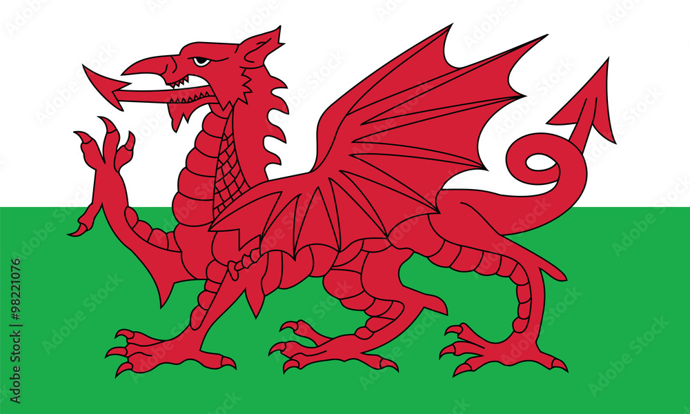 Obraz premium Wektor walijskiej flagi.