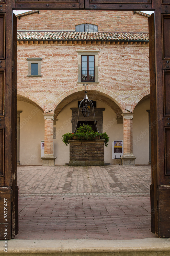 Fototapeta premium Courtyard at the Basilica Saint Ubaldo, Gubbio, Italy