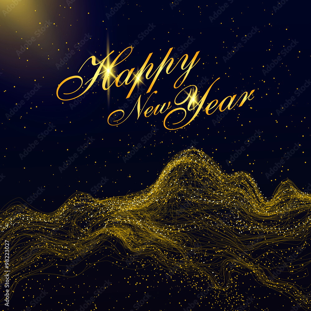 Particles of gold mountains, can be used as the background of the New Year. Particles of gold mountains, can be used as the background of the New Year.