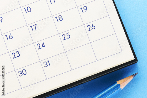 Calendar.On blue background.