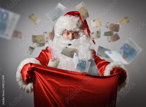 Santa Claus and sack with Euro.