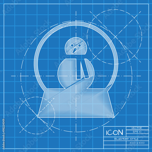 Vector christmas icon. New year illustration.  Snow globe with snowman