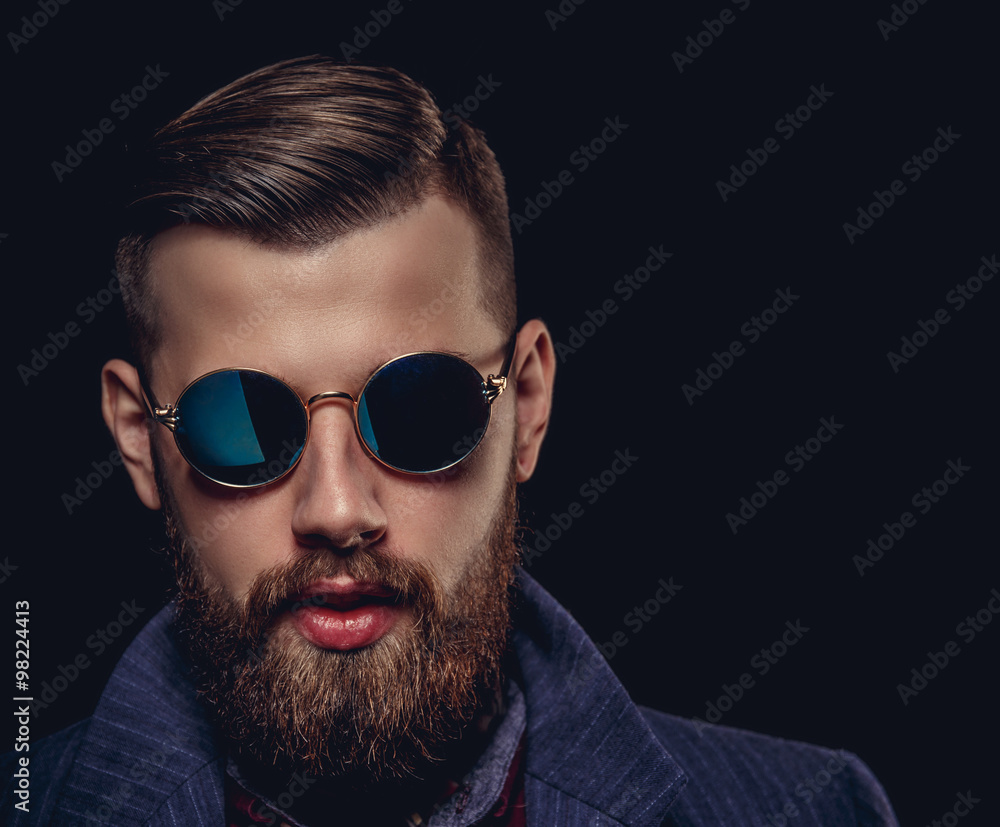 Portrait of bearded man in sunglasses. Portrait of bearded man in sunglasses.