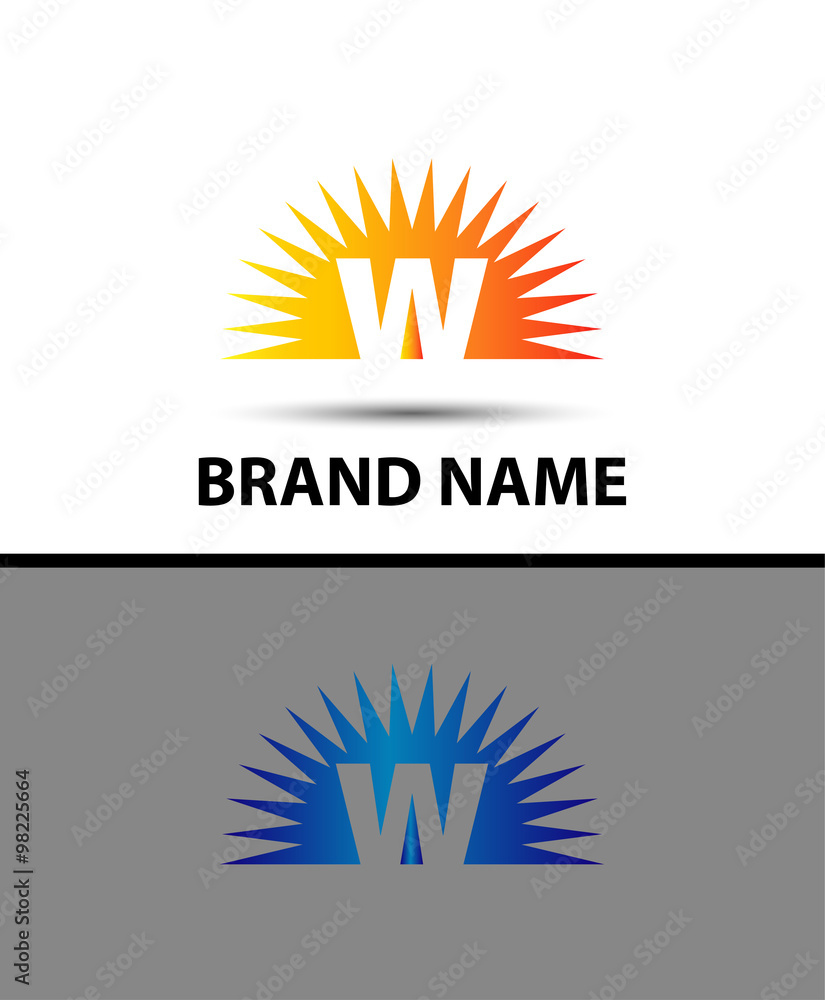 Fototapeta premium Abstract sunrise icon based on the letter W logo 
