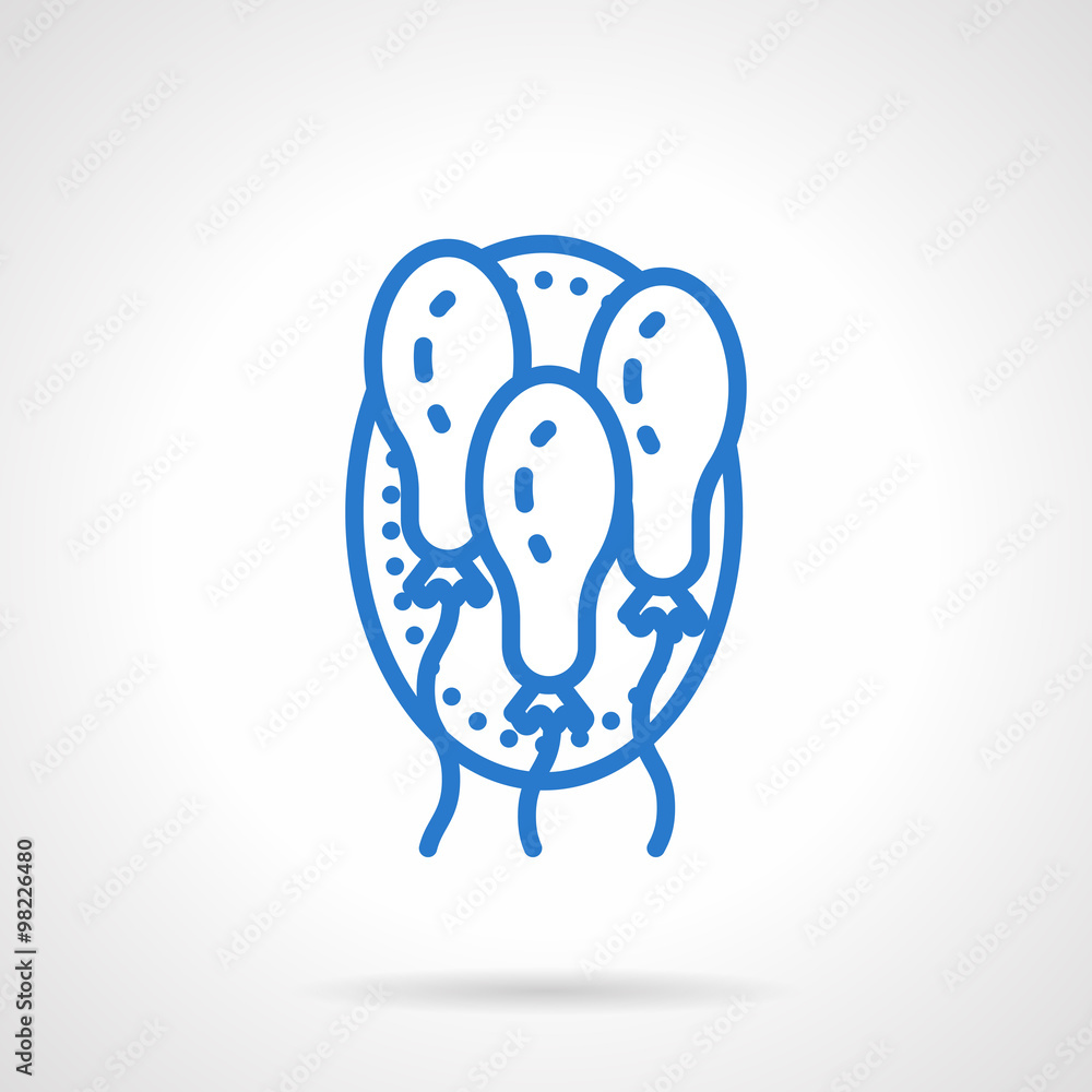 Oval balloons vector icon simple blue line style Oval balloons vector icon simple blue line style