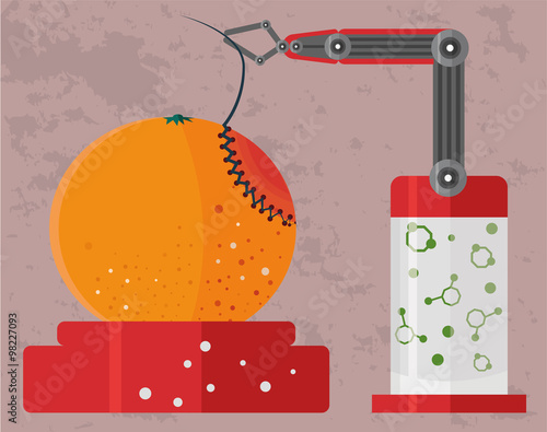 GMO concept of genetically modified orange