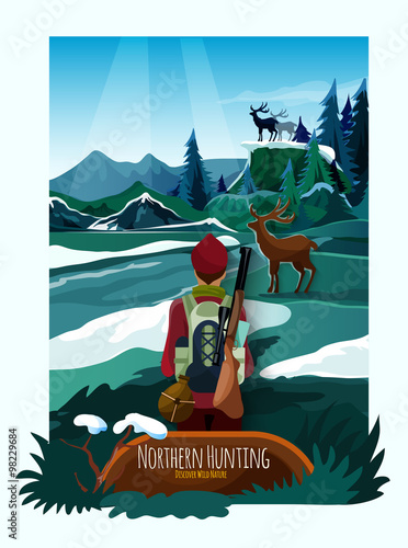 Nothern Landscape Nature Hunting Poster Print