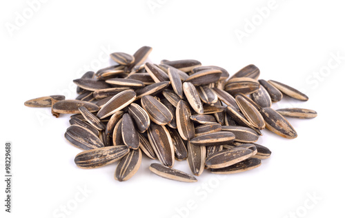 pile of sunflower seed on white background