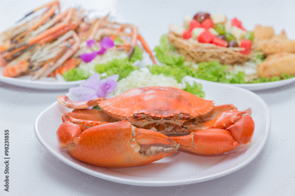Big leg crab curry dish seafood on table Big leg crab curry dish seafood on table
