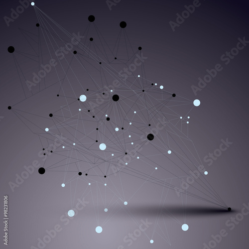 Asymmetric 3D abstract vector construction with black and white