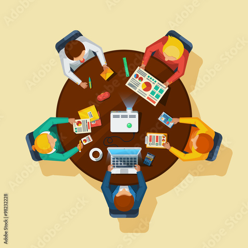Business Meeting Top View Flat Poster