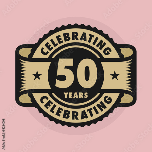 Stamp with the text Celebrating 50 years anniversary