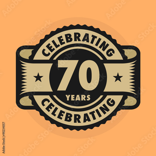 Stamp with the text Celebrating 70 years anniversary