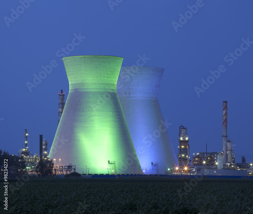 Nuclear power station ander blue sky photo