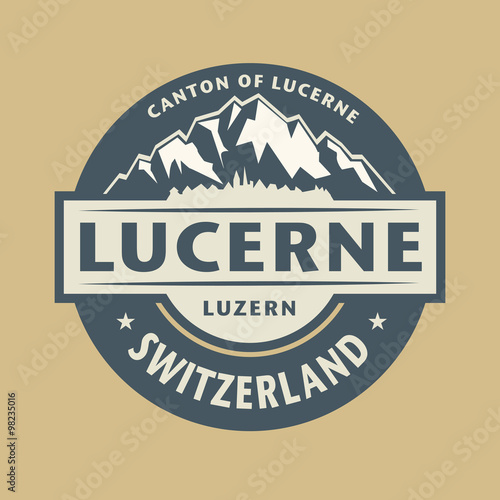 Abstract stamp with the name of town Lucerne in Switzerland