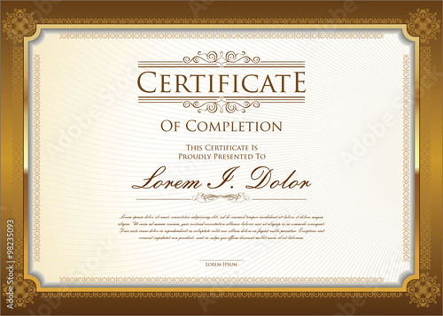 Certificate or diploma template retro vintage design