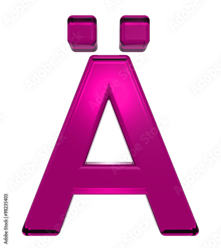 One letter from pink alphabet set, isolated on white. Computer generated 3D photo rendering.