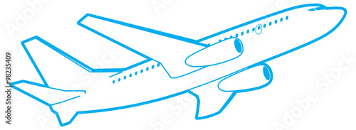 Vector outline passenger plane, bottom view.