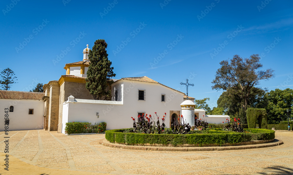 Klasztor Santa Maria La Rábida, Huelva, Hiszpania - obrazy, fototapety, plakaty 