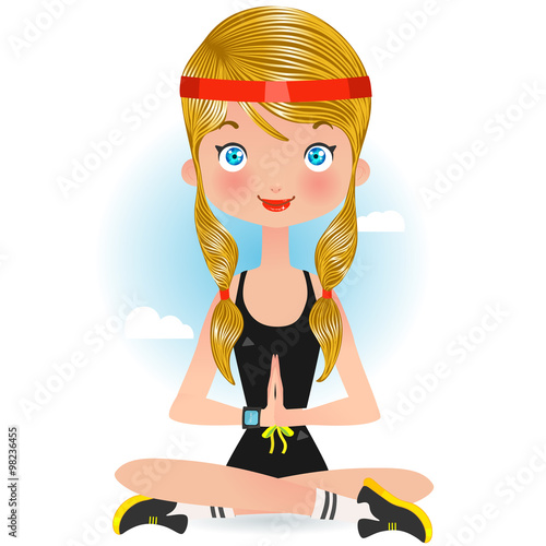 Vector Illustration of meditating girl in yoga pose