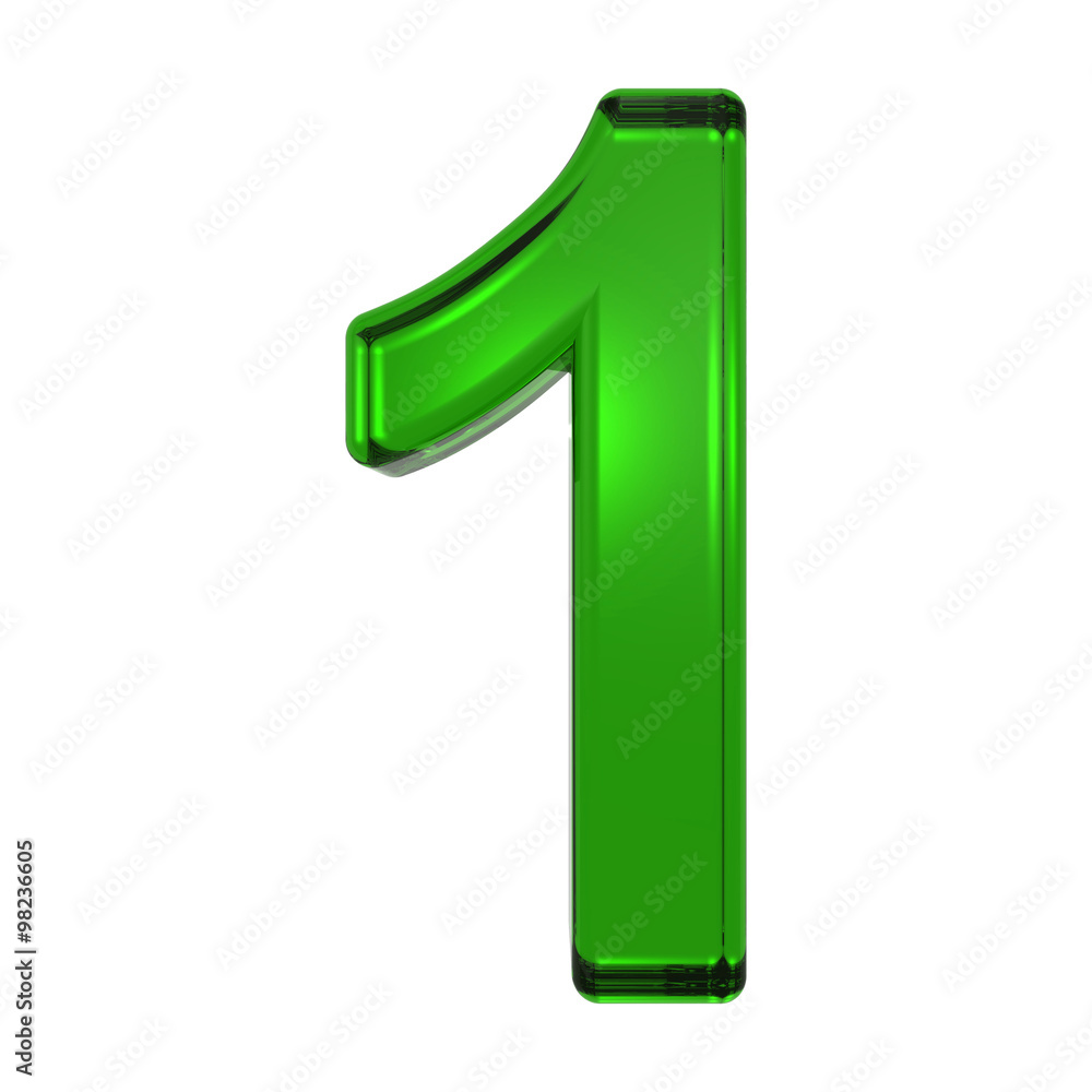 One digit from emerald alphabet set, isolated on white. Computer generated 3D photo rendering. One digit from emerald alphabet set, isolated on white. Computer generated 3D photo rendering.