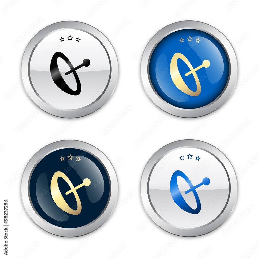 Reception seals or icons with satellite dish symbol. Glossy silver seals or buttons. Reception seals or icons with satellite dish symbol. Glossy silver seals or buttons.