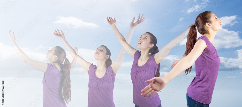 Naklejka premium Composite image of woman meditating