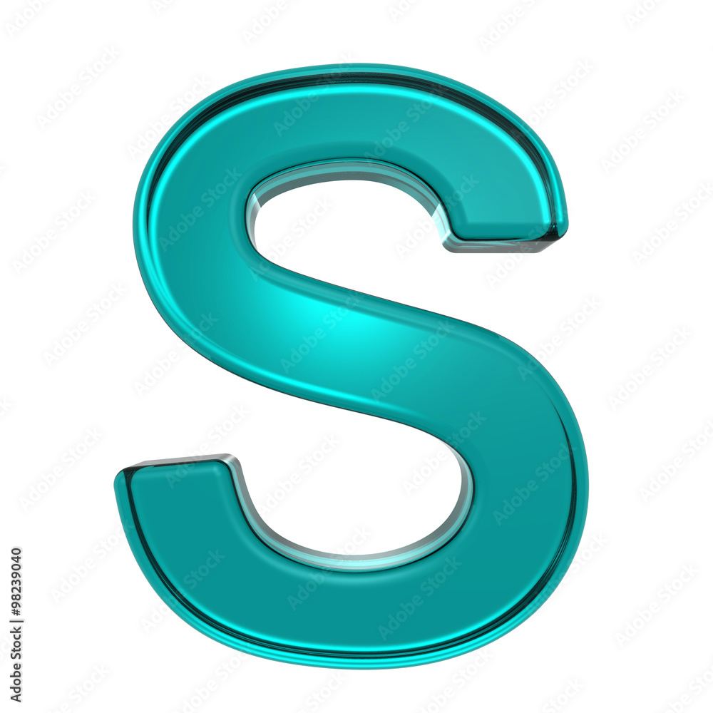 One letter from turquoise alphabet set, isolated on white. Computer generated 3D photo rendering. One letter from turquoise alphabet set, isolated on white. Computer generated 3D photo rendering.