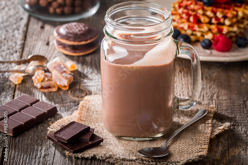 glass of chocolate milkshake for breakfast