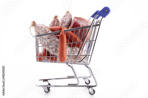 trolley cart with meats photo