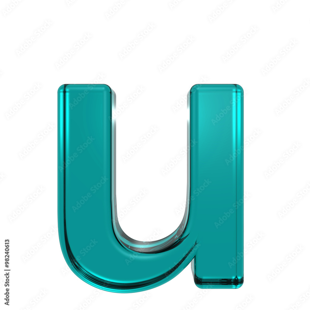 One lower case letter from turquoise alphabet set, isolated on white. Computer generated 3D photo rendering. One lower case letter from turquoise alphabet set, isolated on white. Computer generated 3D photo rendering.