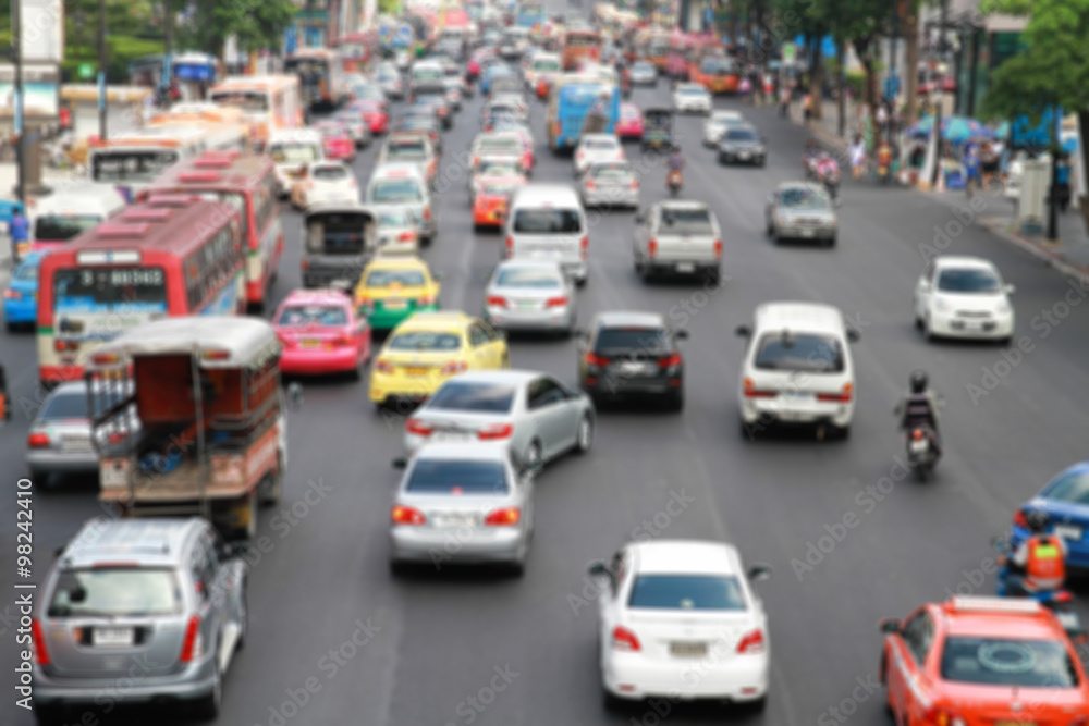 Traffic during the day in Bangkok ,Thailand.Blur or Defocus imag