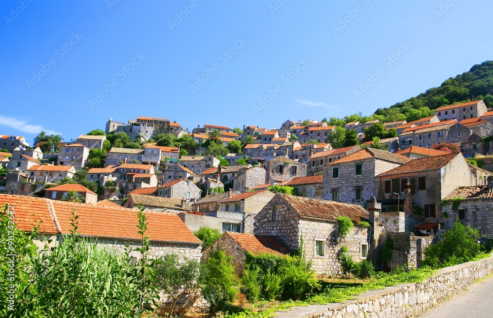 Old stone village on island Lastovo in Croatia