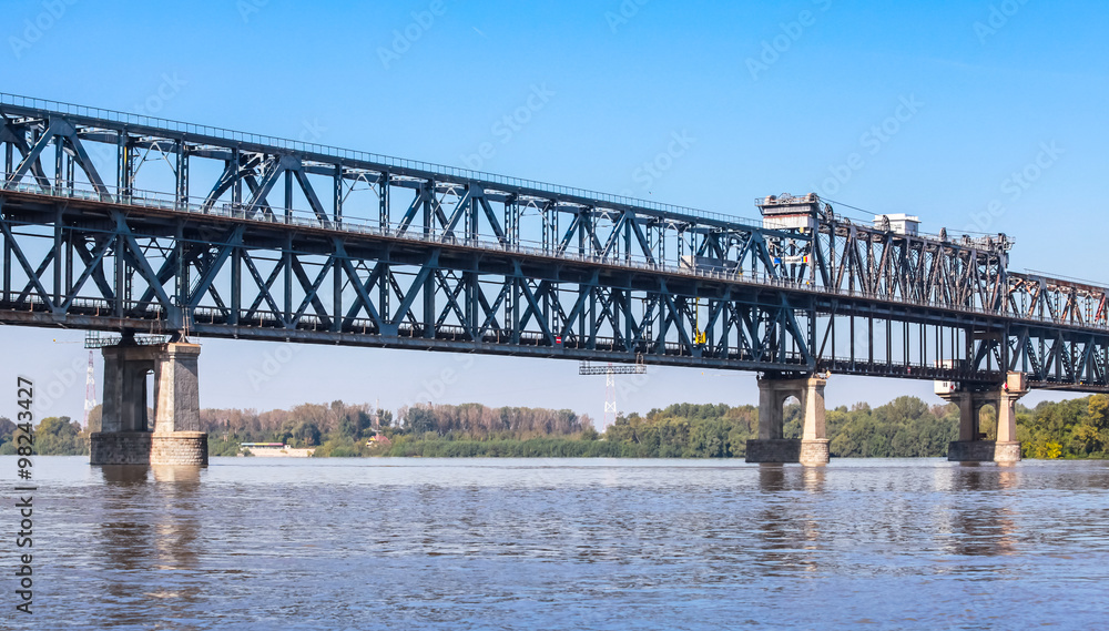 Steel truss bridge over the Danube River