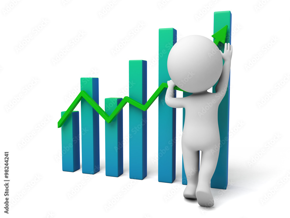 The 3d guy and a up trend curve The 3d guy and a up trend curve