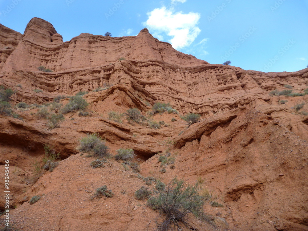 red rock formations in Canyon Konorchek in Kyrgyzstan red rock formations in Canyon Konorchek in Kyrgyzstan