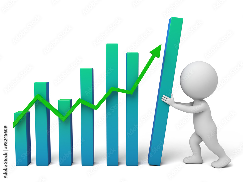 The 3D guy and a up trend curve The 3D guy and a up trend curve